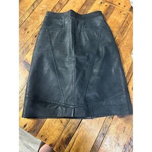 Vintage‎ Leather Skirt A Line Women S 36 Blk Moto Grunge Dark Academia Goth Punk